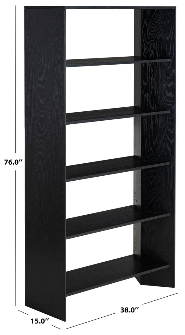 Safavieh NORRINGTON Wood 5-Shelf Bookshelf - Contemporary Storage Solution for Home, Office & Display Decor Black SFV4227A