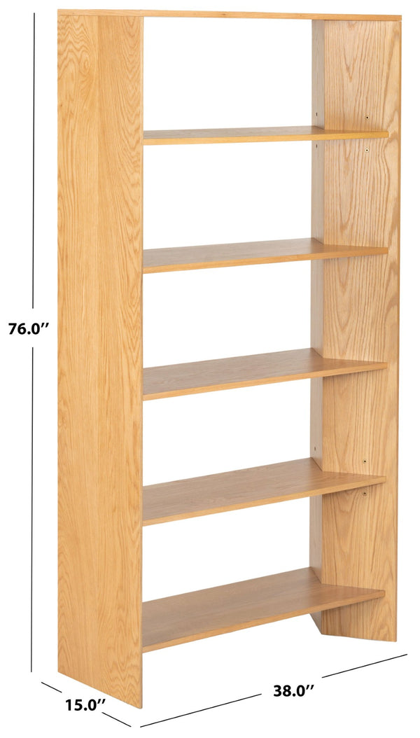 Safavieh NORRINGTON Wood 5-Shelf Bookshelf - Contemporary Storage Solution for Home, Office & Display Decor Natural SFV4227B