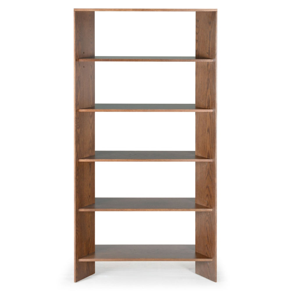 Safavieh NORRINGTON Wood 5-Shelf Bookshelf - Contemporary Storage Solution for Home, Office & Display Decor Walnut SFV4227C