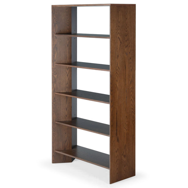 Safavieh NORRINGTON Wood 5-Shelf Bookshelf - Contemporary Storage Solution for Home, Office & Display Decor Walnut SFV4227C