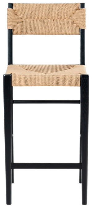 Safavieh CODY RATTAN COUNTER STOOL - Elegant Minimalist Design Perfect for Modern Kitchens and Bars Black / Natural SFV4228A
