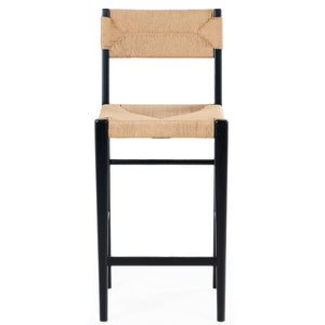 Safavieh CODY RATTAN COUNTER STOOL - Elegant Minimalist Design Perfect for Modern Kitchens and Bars Black / Natural SFV4228A