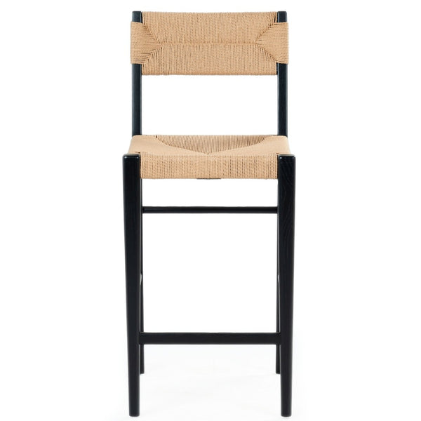 Safavieh CODY RATTAN COUNTER STOOL - Elegant Minimalist Design Perfect for Modern Kitchens and Bars Black / Natural SFV4228A
