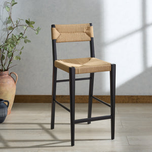 Safavieh Cody Rattan Counter Stool - Elevate Your Space With Modern Elegance And Timeless Comfort Today! Black ,Natural Wood ,Paper Cord Sfv4228a