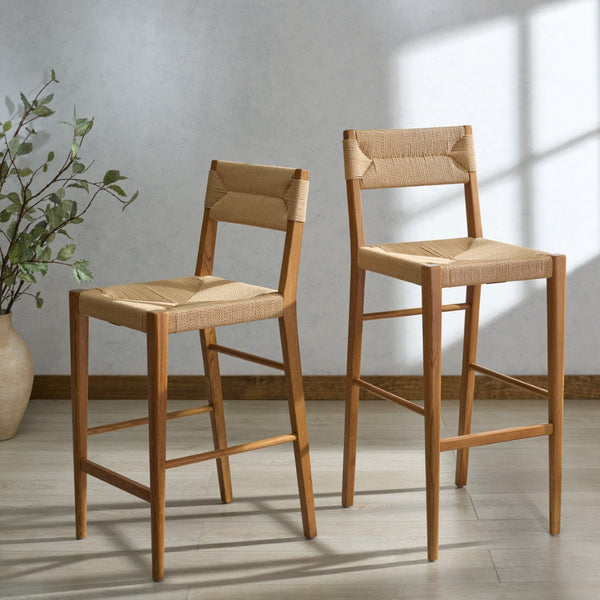Safavieh CODY RATTAN COUNTER STOOL - Elegant Minimalist Design Perfect for Modern Kitchens and Bars Natural SFV4228B