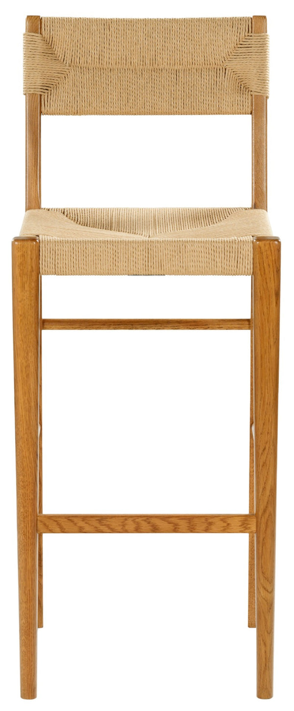Safavieh CODY RATTAN BARSTOOL - Modern Design with Durable Wood Frame and Woven Seating for Stylish Spaces Natural SFV4229B