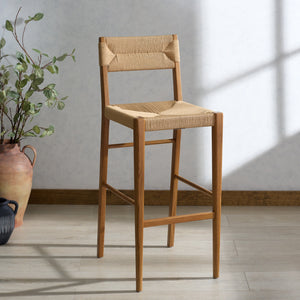Safavieh Cody Rattan Barstool - Stylish Contemporary Design With Durable Wood Frame And Inviting Aesthetic Appeal Natural Wood ,Paper Cord Sfv4229b