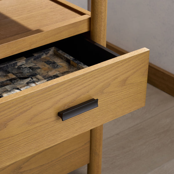 Safavieh Jaylessa Wood 4 Drawer Desk - Stylish And Functional Workspace Solution For Home Or Office Use Natural ,Black Wood ,Metal Sfv4230a-3bx