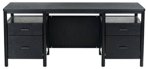 Safavieh Jaylessa Wood 4 Drawer Desk - Stylish And Functional Workspace Solution For Home Or Office Use Black Wood ,Metal Sfv4230b-3bx