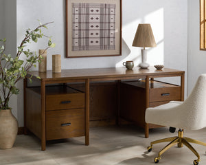 Safavieh Jaylessa Wood 4 Drawer Desk - Stylish And Functional Workspace Solution For Home Or Office Use Medium Oak ,Black Wood ,Metal Sfv4230c-3bx