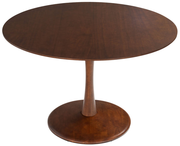 Lisette Round Pedestal Dining Table With Solid Wood Top And Metal Base—Space-Saving, Timeless Design