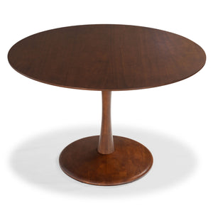 Lisette Round Pedestal Dining Table With Solid Wood Top And Metal Base—Space-Saving, Timeless Design