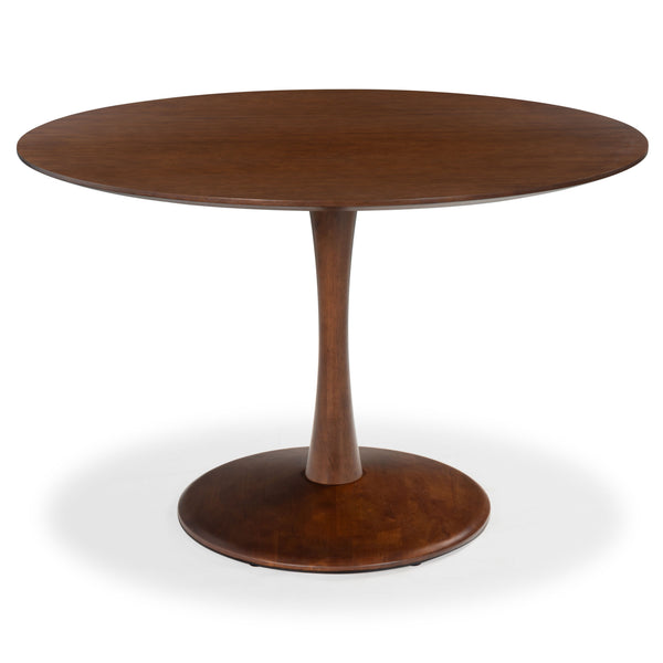 Lisette Round Pedestal Dining Table With Solid Wood Top And Metal Base—Space-Saving, Timeless Design