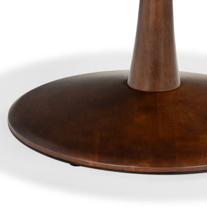 Lisette Round Pedestal Dining Table With Solid Wood Top And Metal Base—Space-Saving, Timeless Design