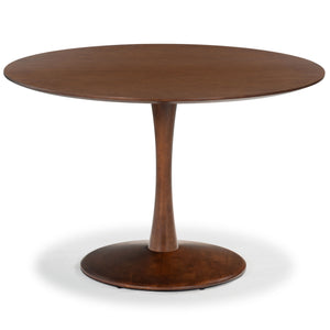 Lisette Round Pedestal Dining Table With Solid Wood Top And Metal Base—Space-Saving, Timeless Design