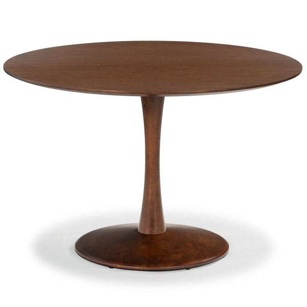 Lisette Round Pedestal Dining Table With Solid Wood Top And Metal Base—Space-Saving, Timeless Design
