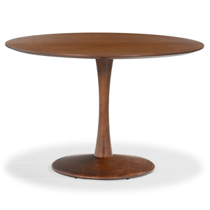 Lisette Round Pedestal Dining Table With Solid Wood Top And Metal Base—Space-Saving, Timeless Design
