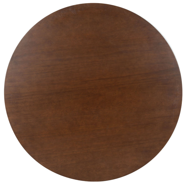 Lisette Round Pedestal Dining Table With Solid Wood Top And Metal Base—Space-Saving, Timeless Design