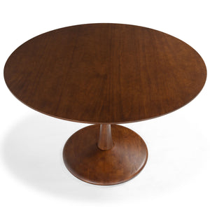 Lisette Round Pedestal Dining Table With Solid Wood Top And Metal Base—Space-Saving, Timeless Design