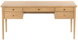 Safavieh Makala 5 Drawer Wood Desk In Natural Gold – Elegant, Functional Workspace Solution For Home Office Natural ,Gold Wood ,Metal Sfv4232a-2bx