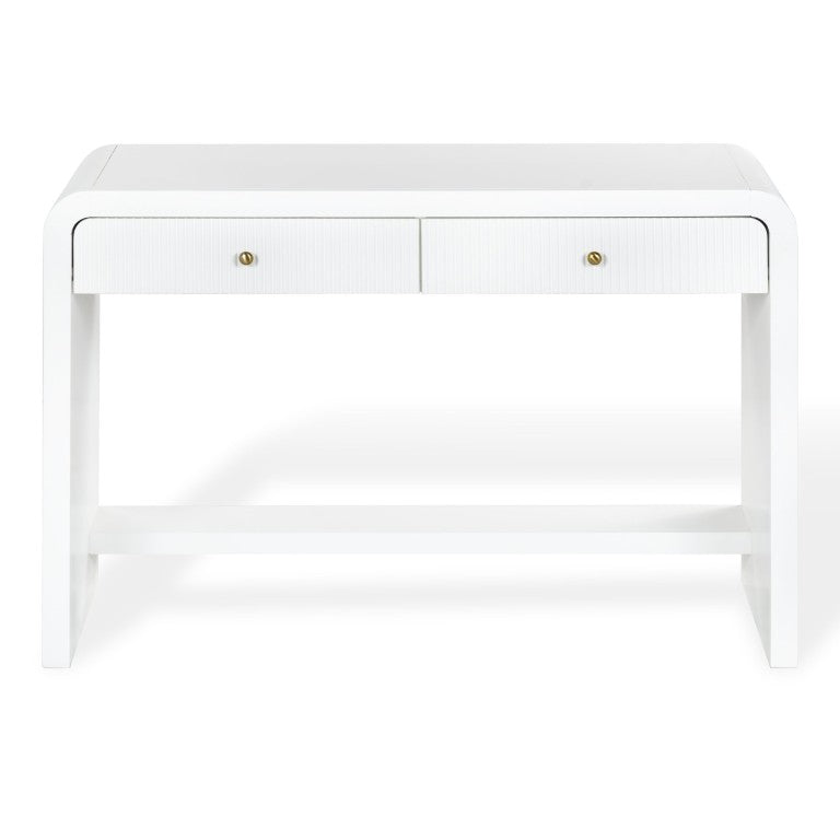 Safavieh Liabella Curved Front White Writing Desk with Two Drawers for Modern Home Office SFV4233A