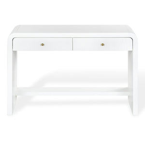 Safavieh Liabella Curved Front White Writing Desk with Two Drawers for Modern Home Office SFV4233A