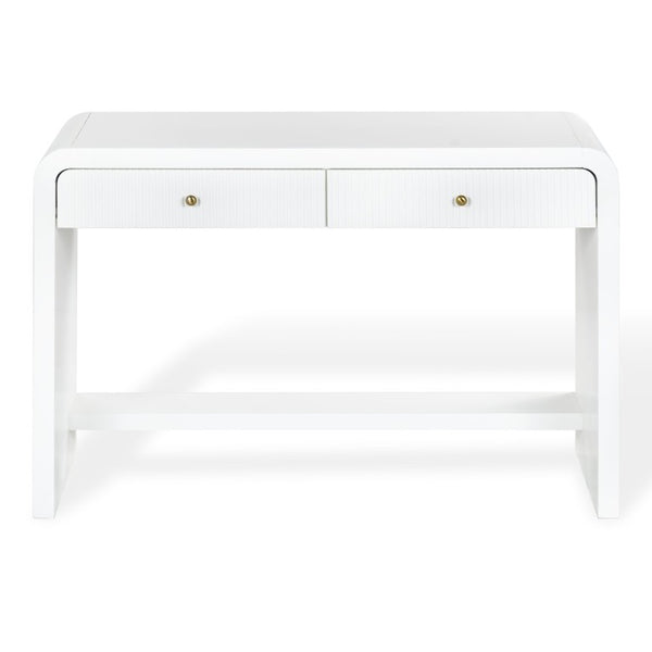 Safavieh Liabella Curved Front White Writing Desk with Two Drawers for Modern Home Office SFV4233A