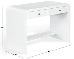 Safavieh Liabella Curved Front White Writing Desk with Two Drawers for Modern Home Office SFV4233A