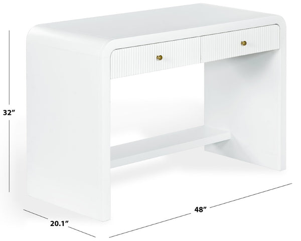 Safavieh Liabella Curved Front White Writing Desk with Two Drawers for Modern Home Office SFV4233A