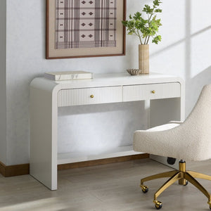 Safavieh Liabella Curved Front White Writing Desk with Two Drawers for Modern Home Office SFV4233A