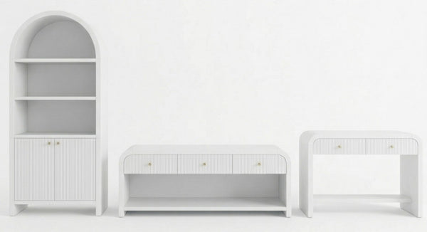 Safavieh Liabella Curved Front White Writing Desk with Two Drawers for Modern Home Office SFV4233A