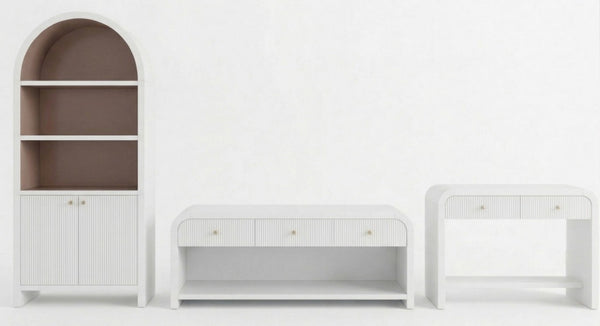 Safavieh Liabella Curved Front White Writing Desk with Two Drawers for Modern Home Office SFV4233A