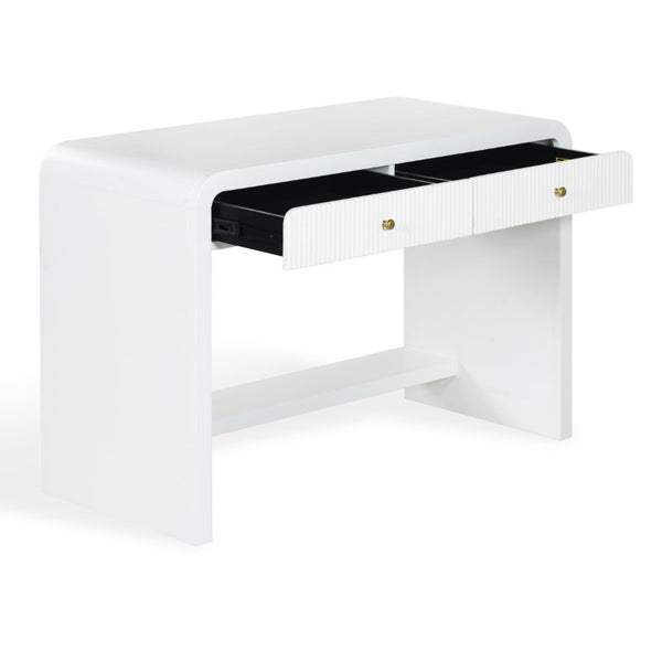 Safavieh Liabella Curved Front White Writing Desk with Two Drawers for Modern Home Office SFV4233A