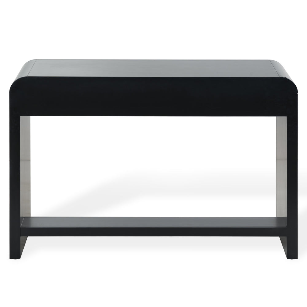 Liabella Curved 2-Drawer Desk With Wood Top And Metal Frame – Compact Ergonomic Workspace, Stylish Storage