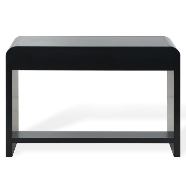 Liabella Curved 2-Drawer Desk With Wood Top And Metal Frame – Compact Ergonomic Workspace, Stylish Storage