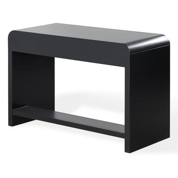 Liabella Curved 2-Drawer Desk With Wood Top And Metal Frame – Compact Ergonomic Workspace, Stylish Storage