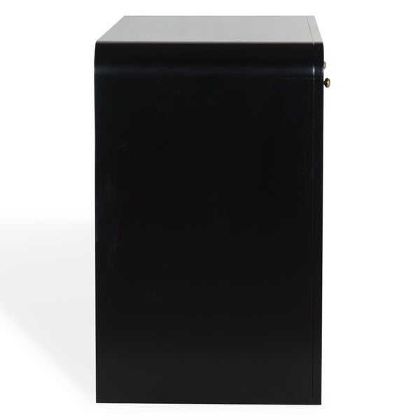 Liabella Curved 2-Drawer Desk With Wood Top And Metal Frame – Compact Ergonomic Workspace, Stylish Storage