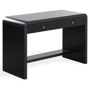 Liabella Curved 2-Drawer Desk With Wood Top And Metal Frame – Compact Ergonomic Workspace, Stylish Storage