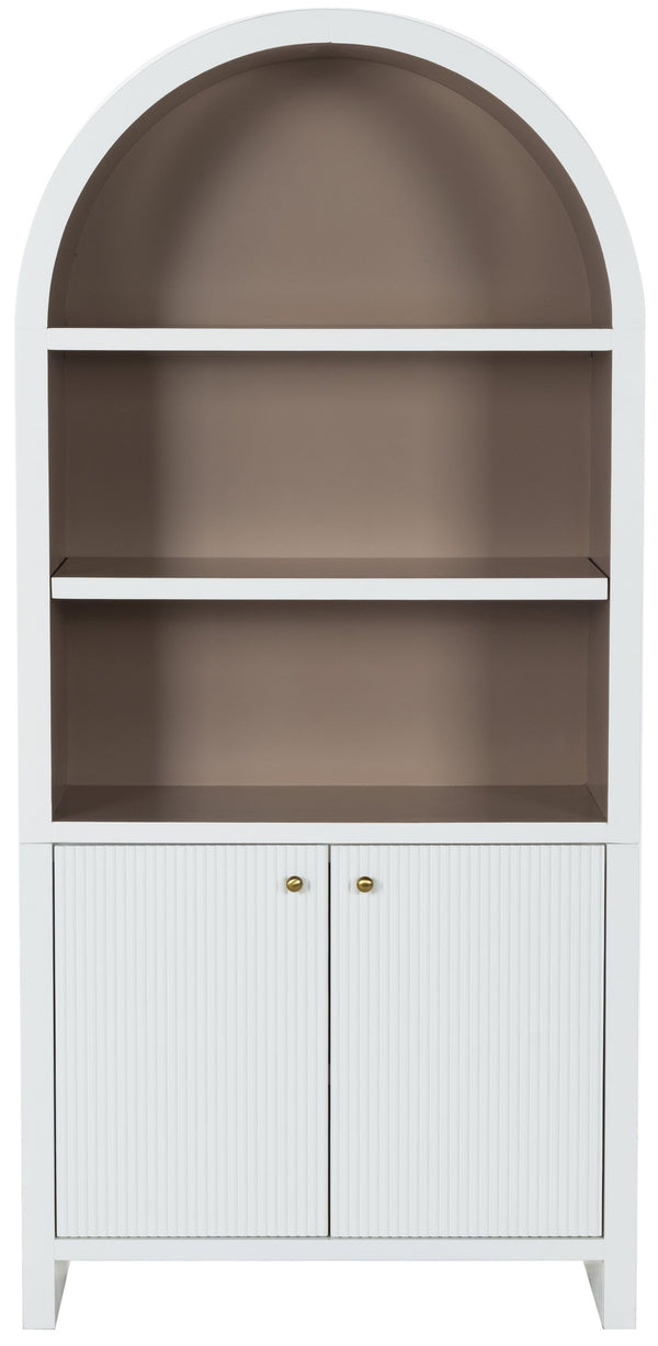 Safavieh Liabella 5 Shelf Wood Bookcase - Stylish Home Storage Solution For Books And Decor Showcase White ,Natural Wood ,Metal Sfv4234a-2bx