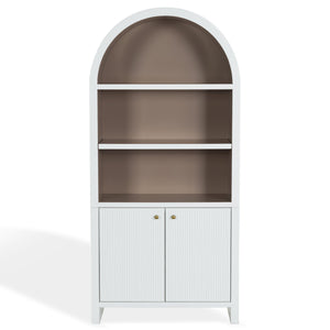 Safavieh Liabella 5 Shelf Wood Bookcase - Stylish Home Storage Solution For Books And Decor Showcase White ,Natural Wood ,Metal Sfv4234a-2bx