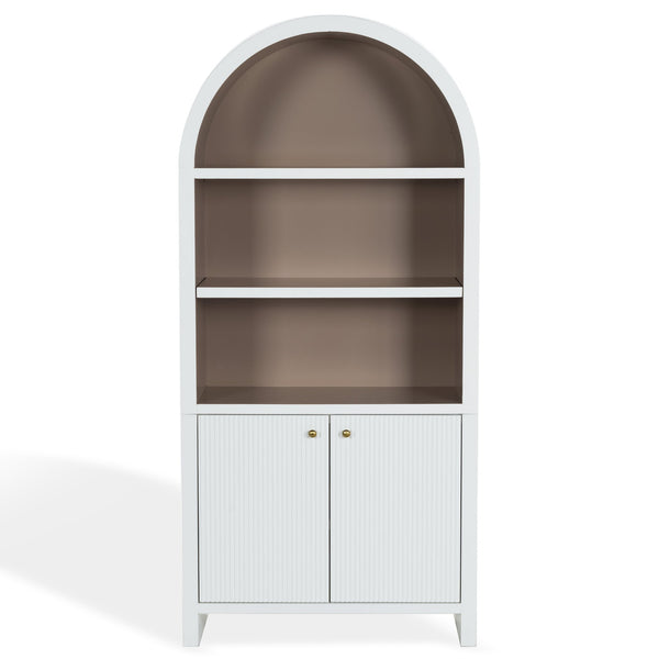 Safavieh Liabella 5 Shelf Wood Bookcase - Stylish Home Storage Solution For Books And Decor Showcase White ,Natural Wood ,Metal Sfv4234a-2bx