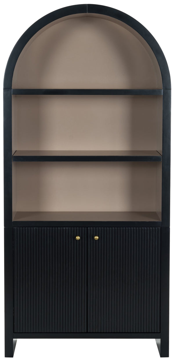 Safavieh Liabella 5 Shelf Wood Bookcase - Stylish Home Storage Solution For Books And Decor Showcase Black ,White Wood ,Metal Sfv4234b-2bx