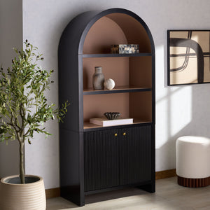 Safavieh Liabella 5 Shelf Wood Bookcase - Stylish Home Storage Solution For Books And Decor Showcase Black ,White Wood ,Metal Sfv4234b-2bx