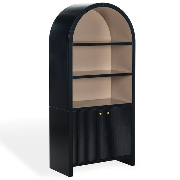 Safavieh Liabella 5 Shelf Wood Bookcase - Stylish Home Storage Solution For Books And Decor Showcase Black ,White Wood ,Metal Sfv4234b-2bx