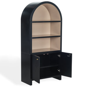 Safavieh Liabella 5 Shelf Wood Bookcase - Stylish Home Storage Solution For Books And Decor Showcase Black ,White Wood ,Metal Sfv4234b-2bx