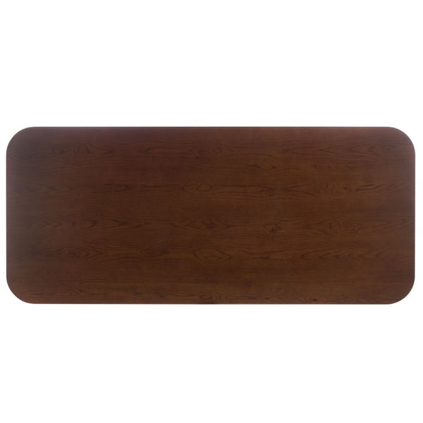 Safavieh Kaylenne Walnut Dining Table with Brass Accents and Ribbed Apron Seats Six to Eight SFV4235A