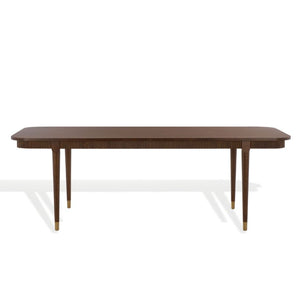 Safavieh Kaylenne Walnut Dining Table with Brass Accents and Ribbed Apron Seats Six to Eight SFV4235A