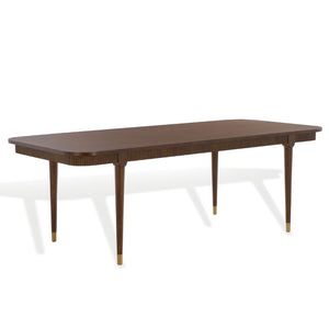 Safavieh Kaylenne Walnut Dining Table with Brass Accents and Ribbed Apron Seats Six to Eight SFV4235A