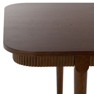 Safavieh Kaylenne Walnut Dining Table with Brass Accents and Ribbed Apron Seats Six to Eight SFV4235A