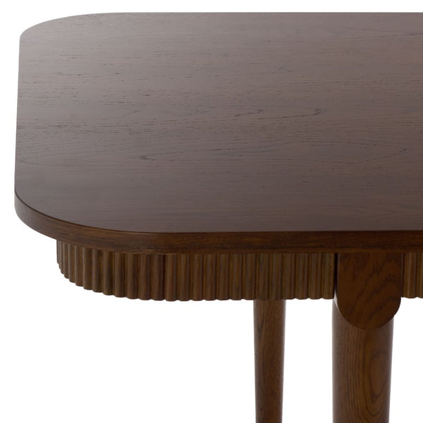 Safavieh Kaylenne Walnut Dining Table with Brass Accents and Ribbed Apron Seats Six to Eight SFV4235A